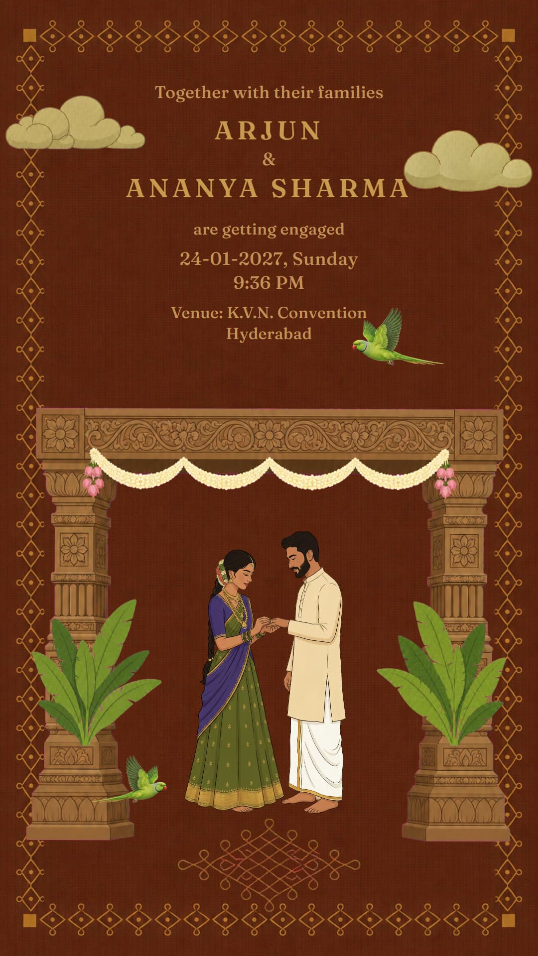 Oxblood Canopy: engagement invitation video template