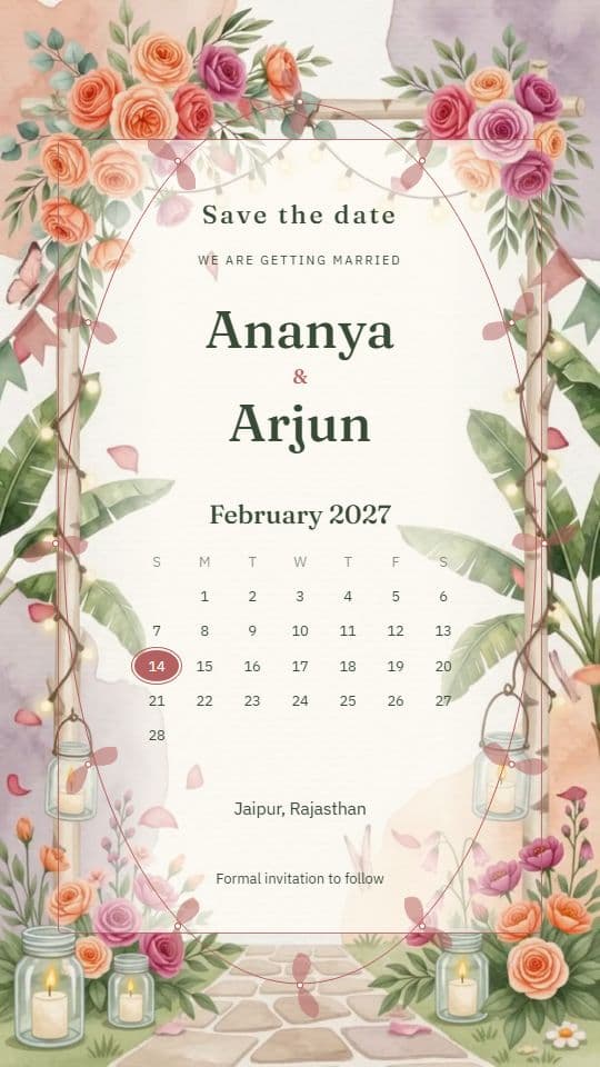 Calendar Bloom: save-the-date invitation video template