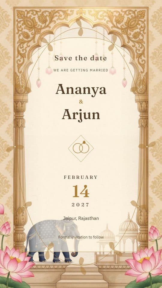 Lotus Palace: save-the-date invitation video template