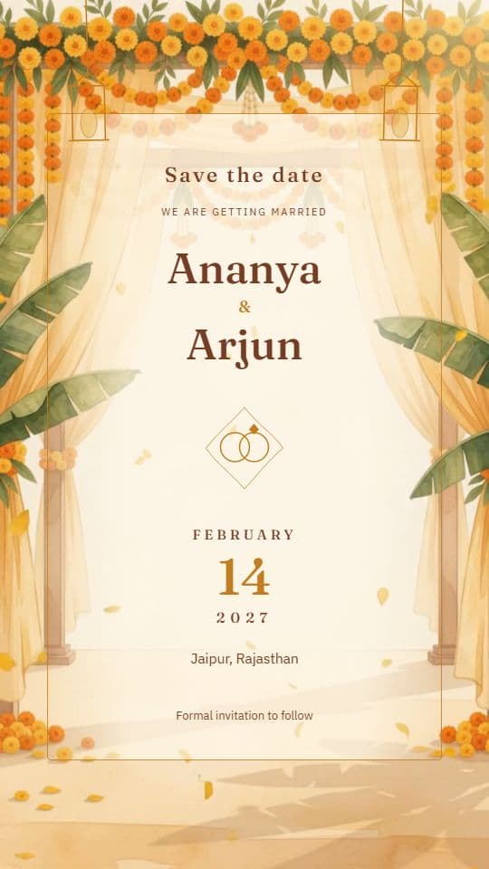 Marigold Lights: save-the-date invitation video template