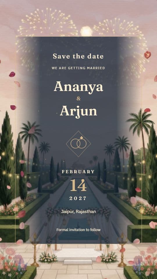 Twilight Garden: save-the-date invitation video template